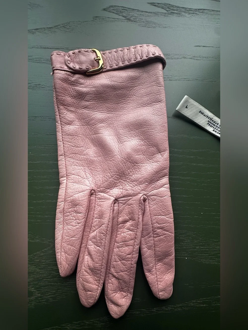 Banana Republic Dusty Pink Leather Buckle Gloves